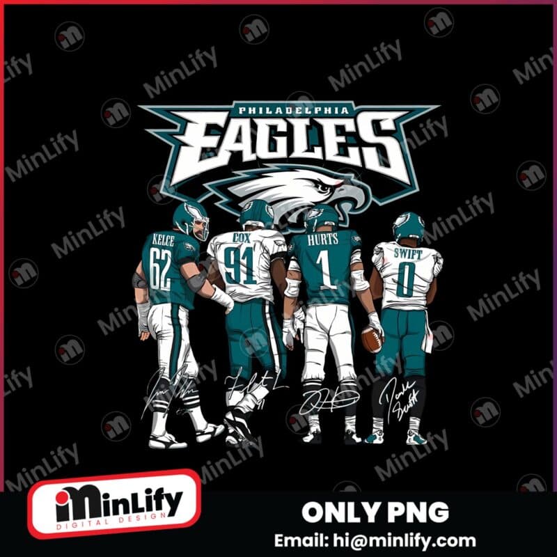 Philadelphia Eagles Kelce Cox Hurts And Swift Signature Art Png
