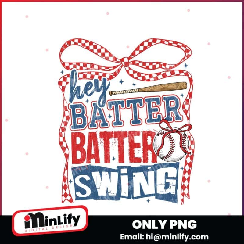 Retro Baseball Batter Batter Swing Checkered Coquette PNG