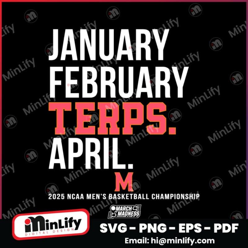 January February Terps April Maryland Terrapins Basketball SVG