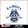 Labubu Los Angeles Dodgers Softball EST 1958 Png